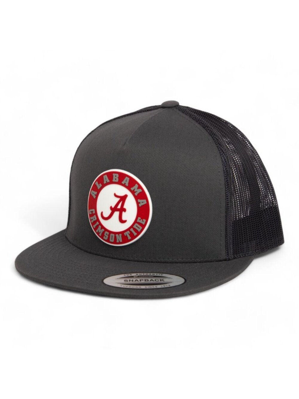 Alabama Crimson Tide Snapback Flat Bill Trucker Hat- Charcoal/ Black